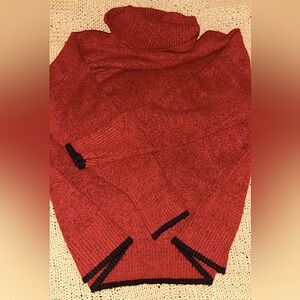 Retrology Sweater red cowl neck with black trim